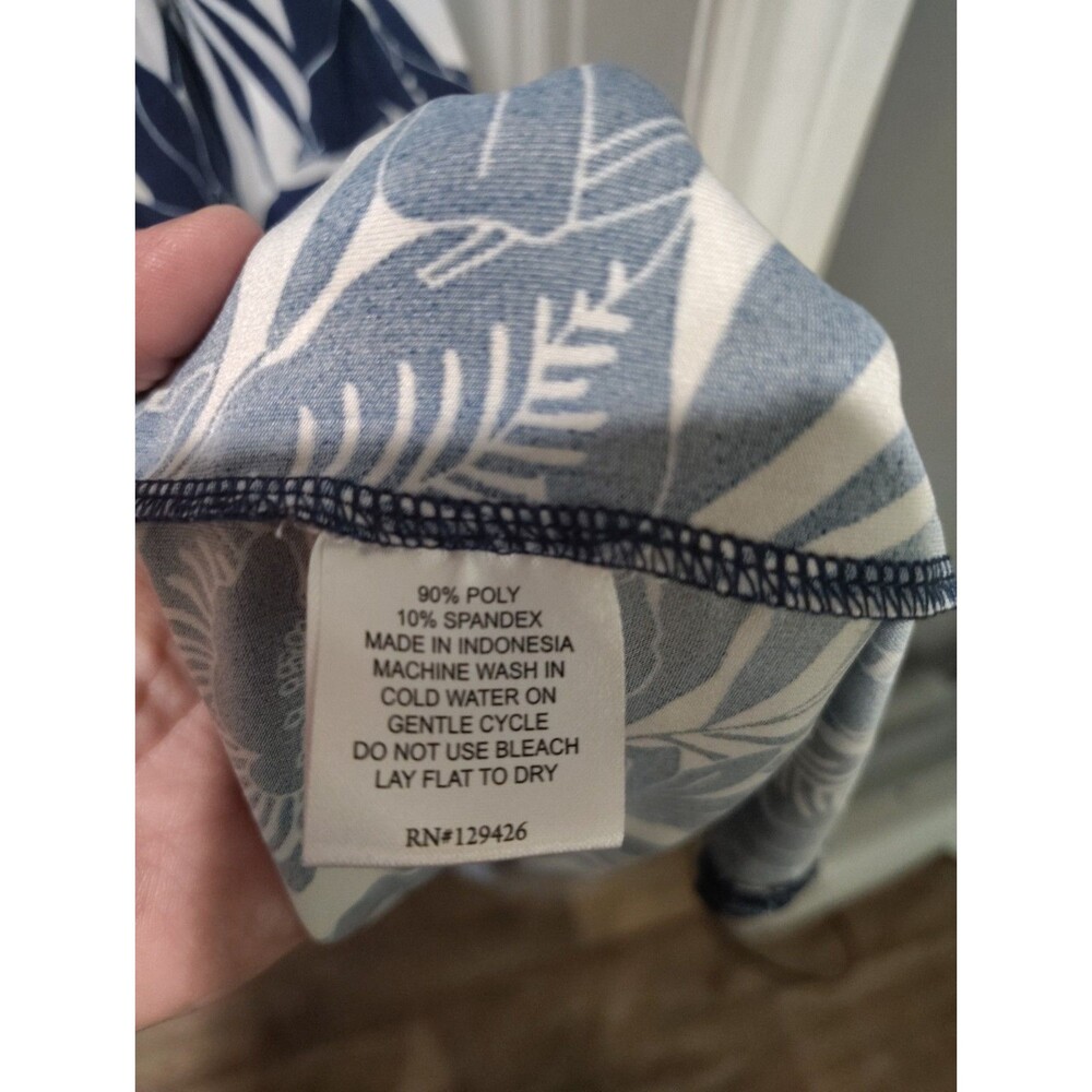 La Mer Luxe Maxi Dress Blue and White Floral Tropical Print Women's Size Large - Picture 10 of 10